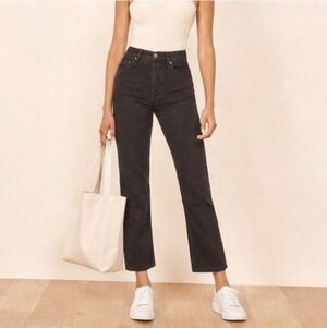 Reformation | Cynthia High Rise Straight Jeans in Seattle Black Size 25